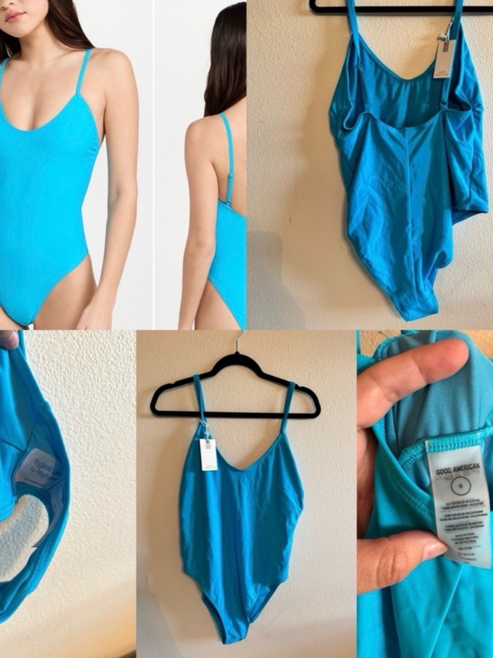 Good American Bright Turquoise Scoop One-Piece Swimsuit